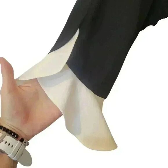 Shelby & Palmer Women's Black Poly/Spandex w Off White Ruffles on Sleeves & Gold - Picture 5 of 13